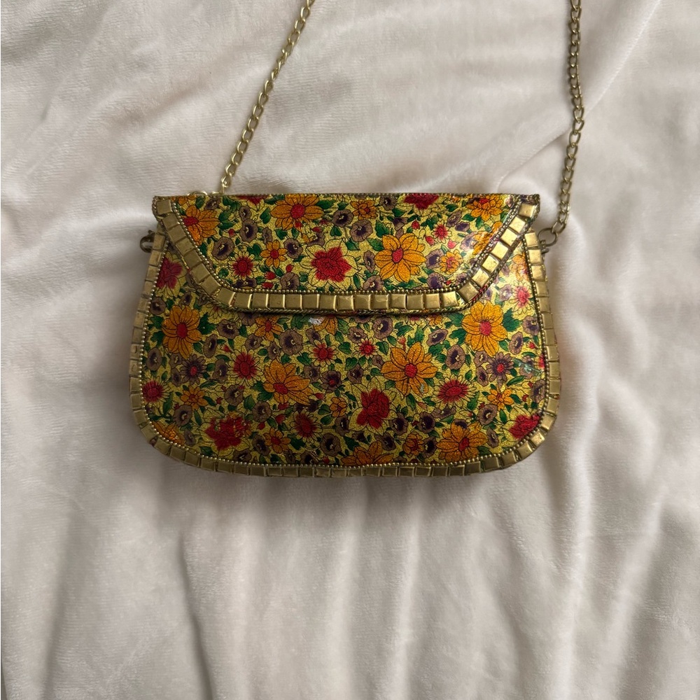 Floral Gold Chain Bag